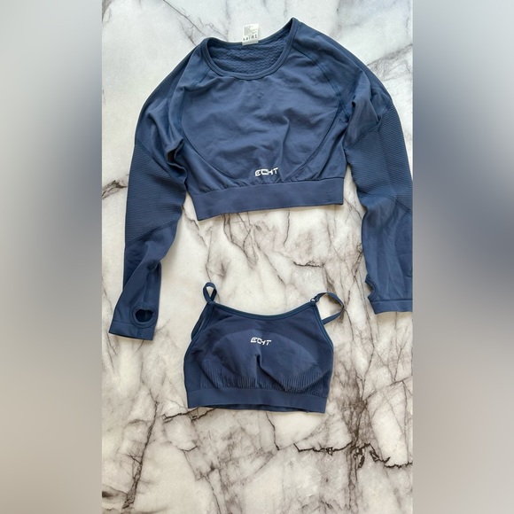 Echt Apparel Arise Sportsbra Long Sleeve Top And Leggings Set- Indigo- Small (8) - Picture 2 of 3